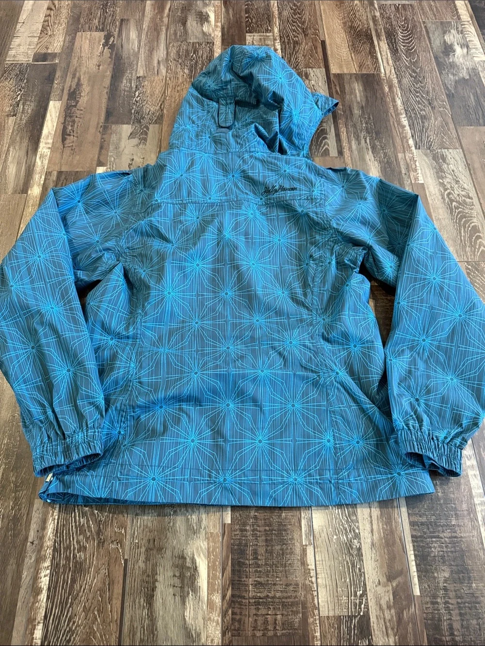 Helly Hansen Blue Teal Patterned Utility Jacket with Hood - Picture 3 of 3